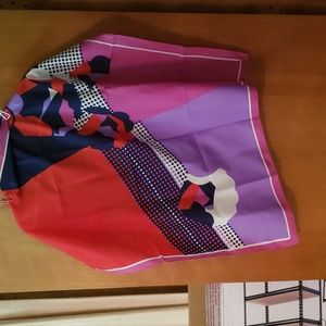 Pretty Vintage red purple blue and white Scarf.